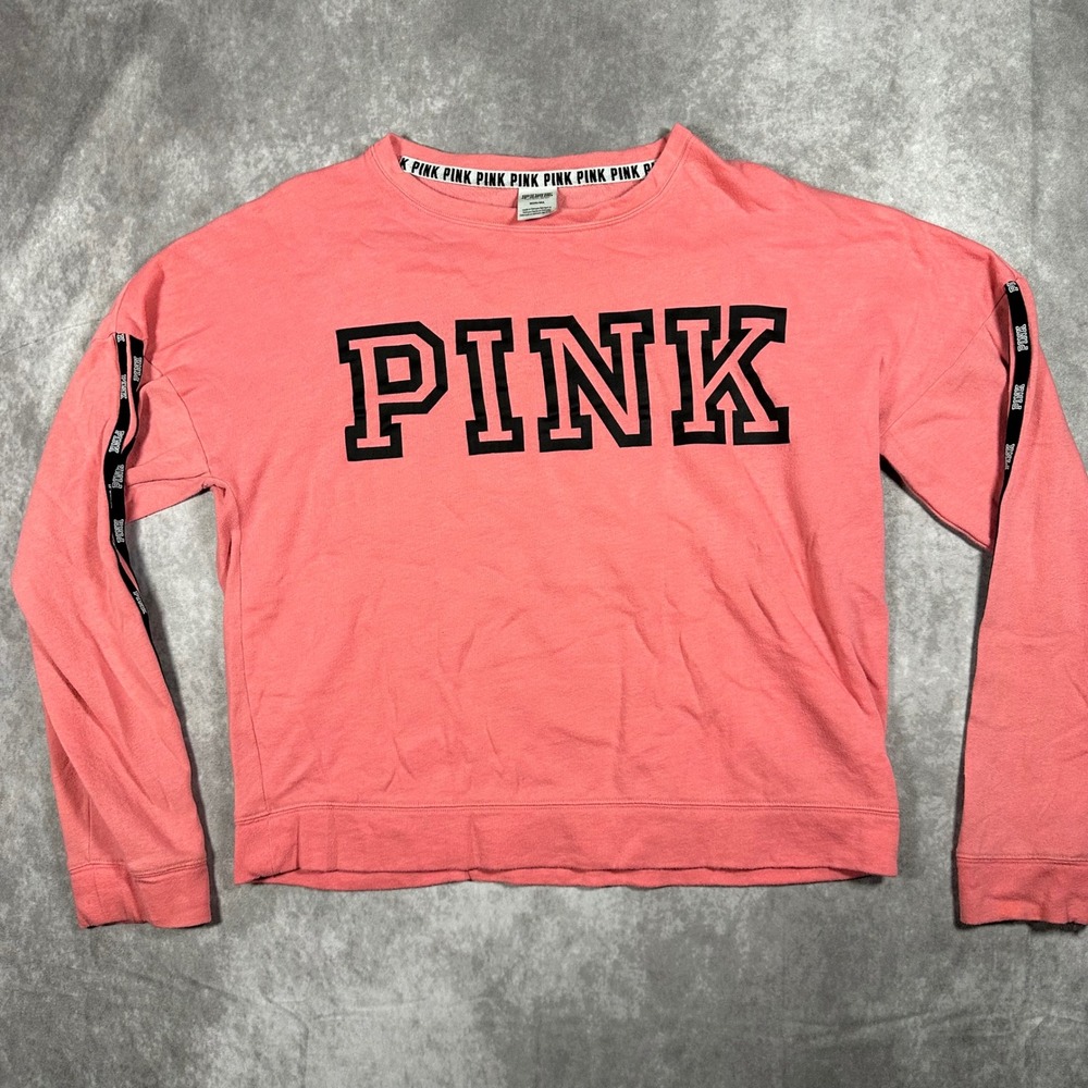 Victoria's Secret PINK Sweatshirt Womens M Pink Crewneck Pullover Y2K Lounge